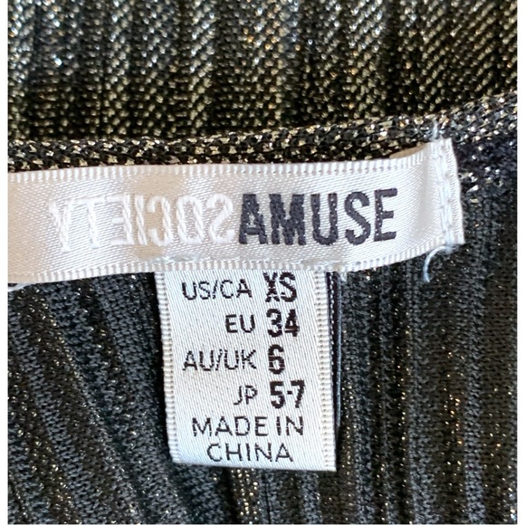 SOCIETY AMUSE SILVER METALLIC PLISSE PANTS & MATCHING TOP. WOMEN’S SIZE XS. NWT - Picture 9 of 11